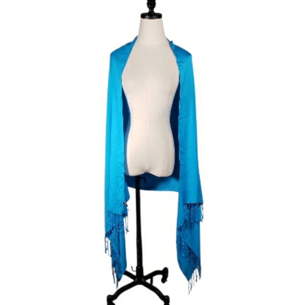 Talbots Modal 74" Fringe Wrap Scarf blue Minimalist contemporary Spring layering